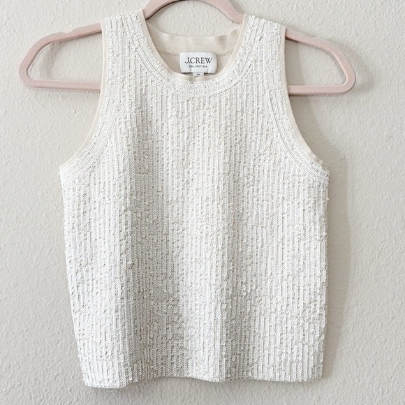 J. Crew Collection sequin halter crop sweater-l tank in beige size XS - Picture 7 of 8